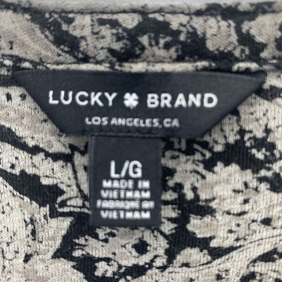 Lucky Brand Womens Large Popover Blouse Paisley Boho Peasant Long Sleeve - Picture 8 of 14